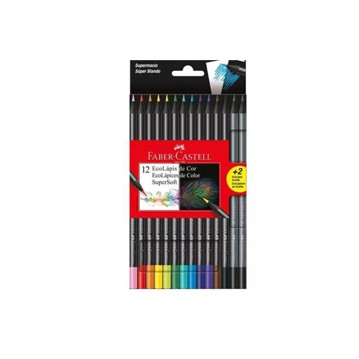 FABER CASTELL Colers SUPERSOFT 12 Largos (+2 Negros) 