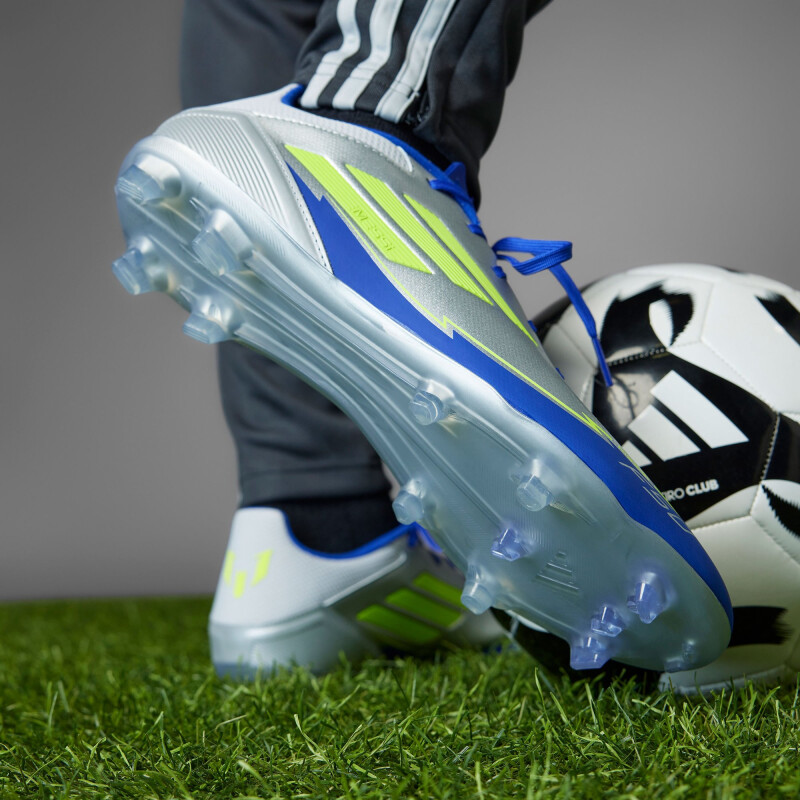 Championes de Fútbol 11 Unisex Adidas F50 League FG Messi Plateado - Azul - Amarillo