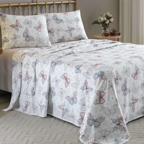 Juego Sábanas 2 Plazas Dohler 150 Hilos 100% Algodón Mariposas