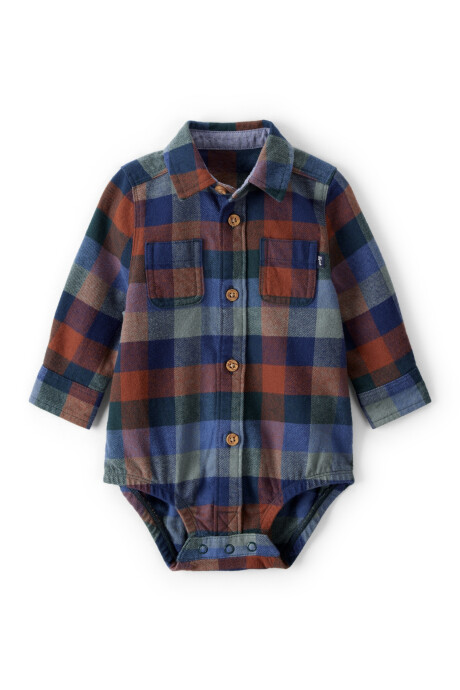 Body camisa de franela, diseño a cuadros Sin color