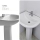 LAVATORIO CON PEDESTAL DE LOZA SANITARIA BARI BLANCO BLANCO