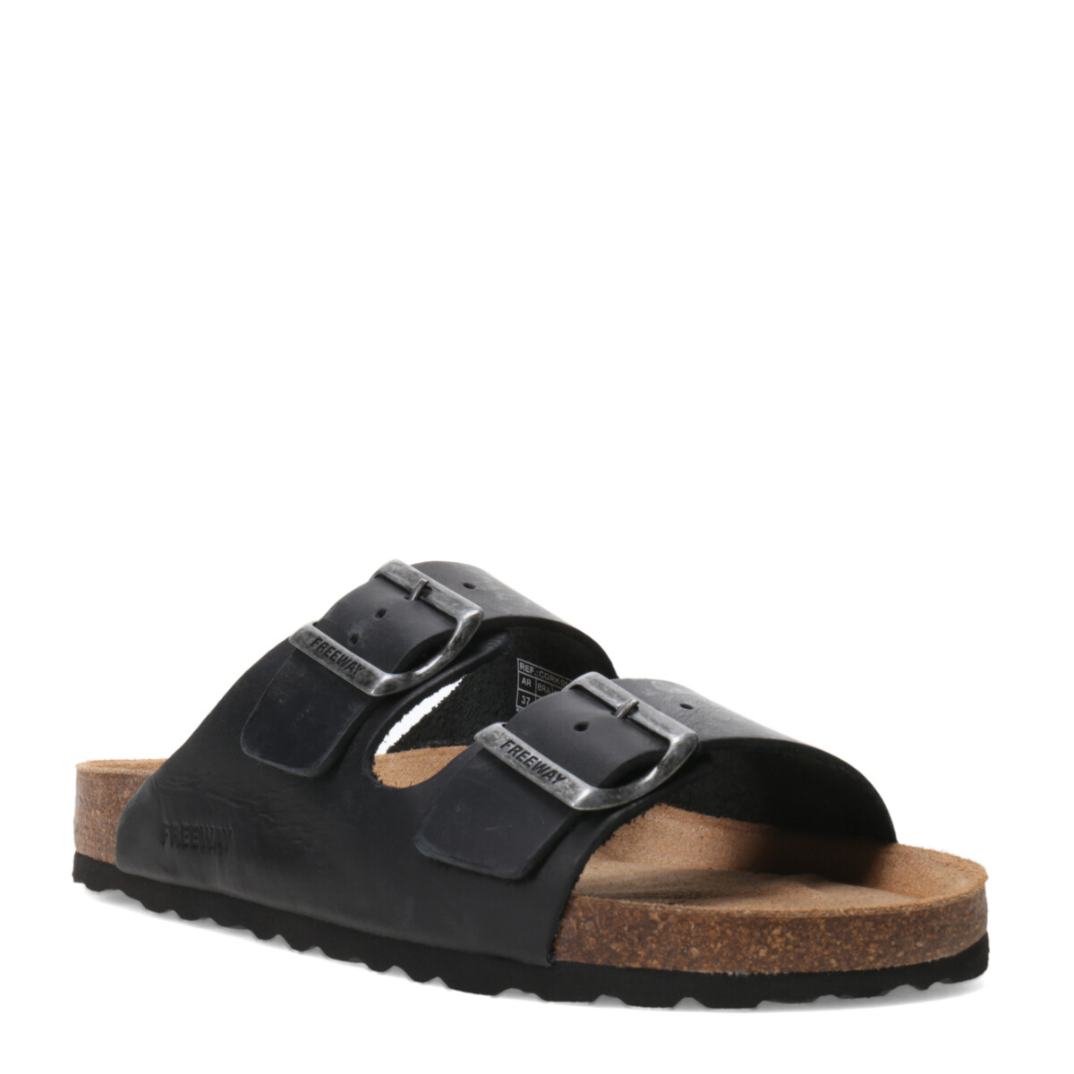 Sandalias de Hombre Freeway Casual 2 Hebillas - Negro (Cuero Graso) 