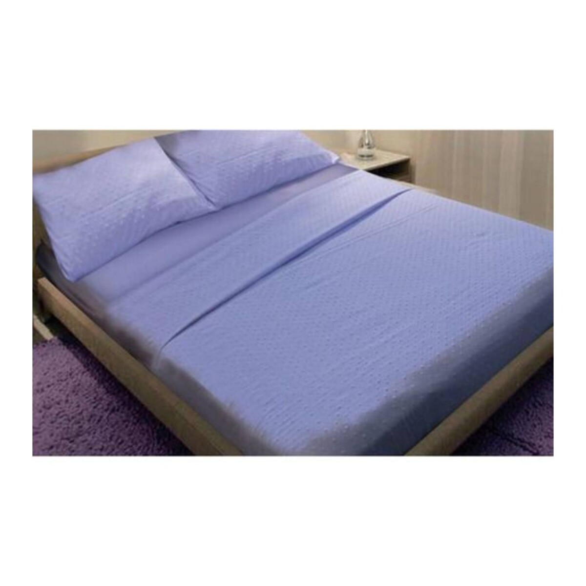 Acolchado Cotton Flor 2 plazas sommier 3D - Celeste 