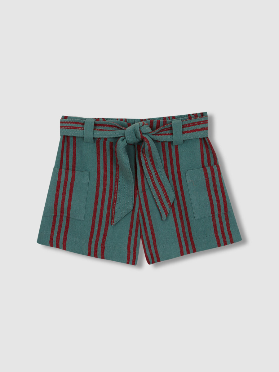Pantalon Corto Rayas Verde Nuevo