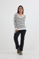 Sweater escote V rayas BLANCO