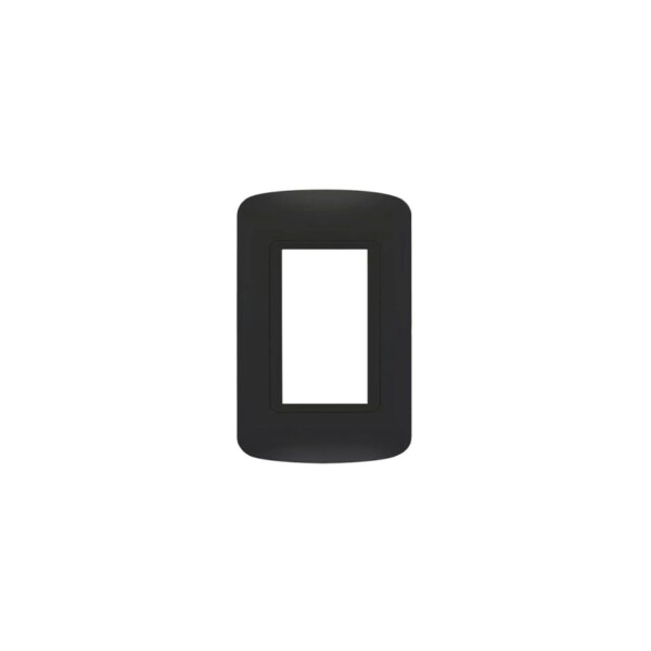 PLAQUETA 3 MODULOS REDONDEADA NEGRA MOLVENO Plaqueta 3 Modulos Redondeada Negra Molveno