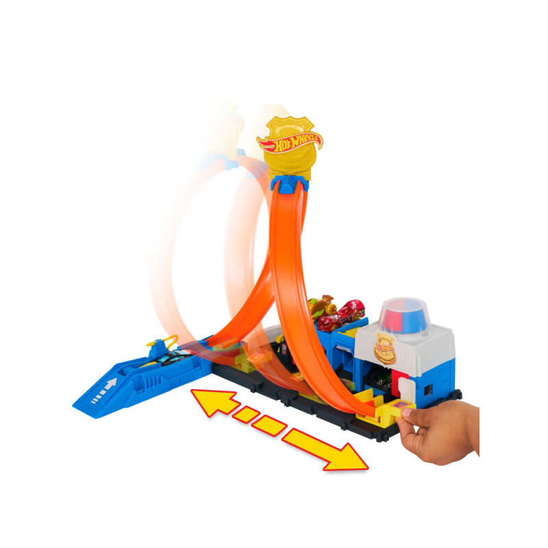 Pista Estación de policía Hot Wheels con auto y pista Looping Regulable Pista Estación de policía Hot Wheels con auto y pista Looping Regulable