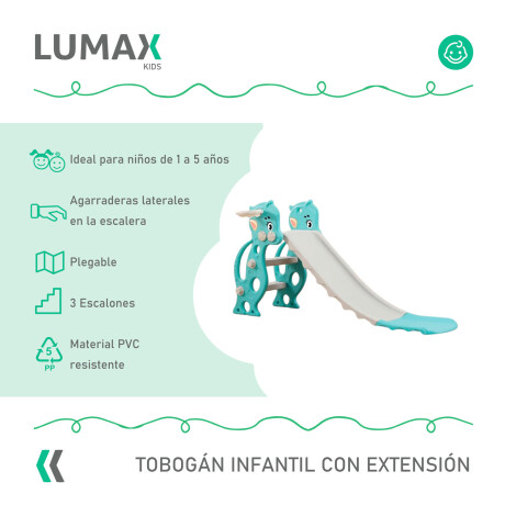 Tobogán Infantil Plástico Plegable Con Extensión Celeste/Gris