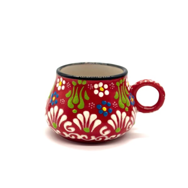 Taza de té de cerámica artesanal Roja