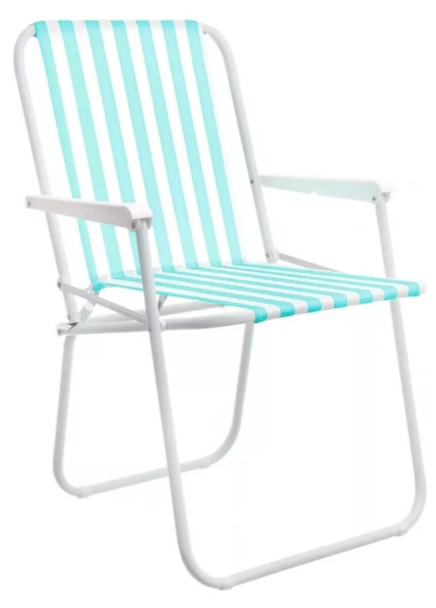 Silla De Playa Plegable Tubo De Hierro - Celeste 