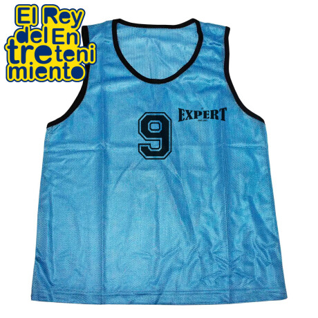 Pack X5 Chaleco Entrenamiento C/ Número Fútbol Voley Celeste