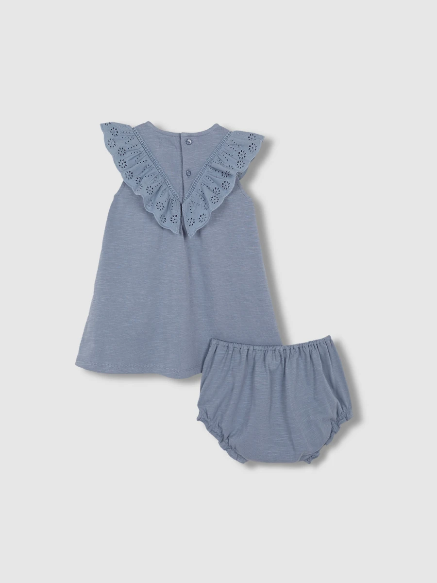 Vestido De Punto Con Tiras Bordadas Plomo