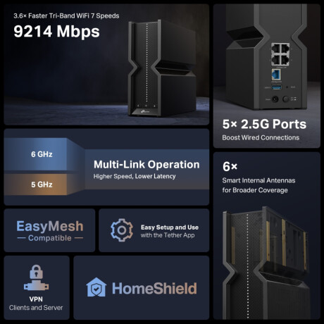 Tp-link - Archer BE550. Router Triple Banda. Wifi Inteligente. Redes Invitados. Color Negro. 001
