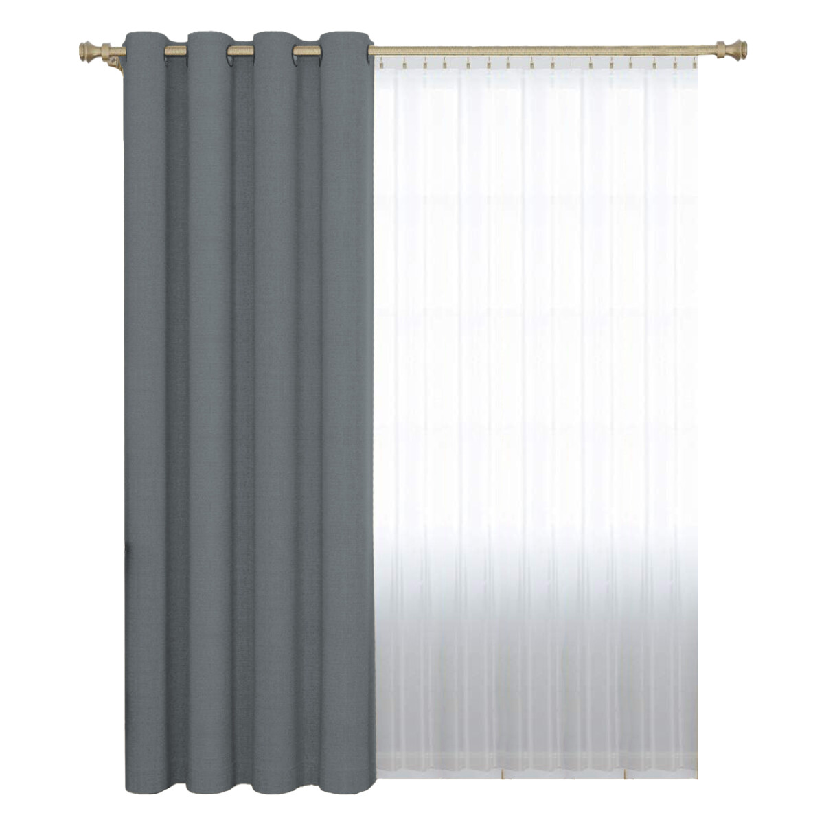 Set x2 Cortina Blackout 140x230 Cm Living Dormitorio - Gris Gaspeado Oscuro 