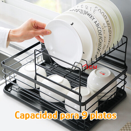 Escurridor Vajilla 2 Niveles Desmontable Cubiertero Bandeja Negro