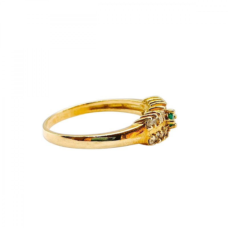 Anillo Halo-Oro Bajo-Piedra Esmeralda y Zirconia-AN8156 conpiedra