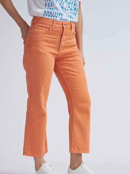 Pantalón de jean cropped flare Naranja