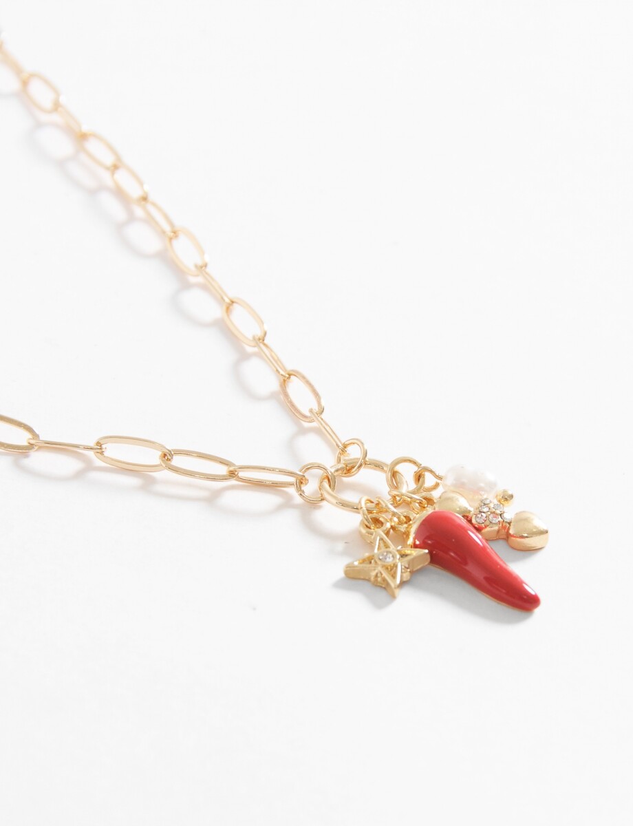 Collar cadena charms - dorado 