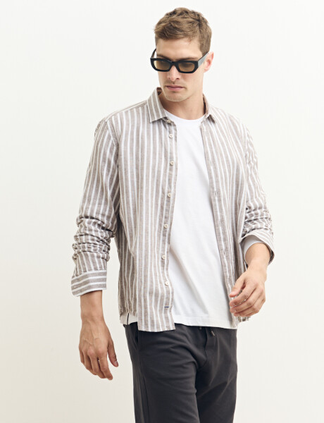 012650 CAMISA HARRINGTON LABEL Kaki/natural