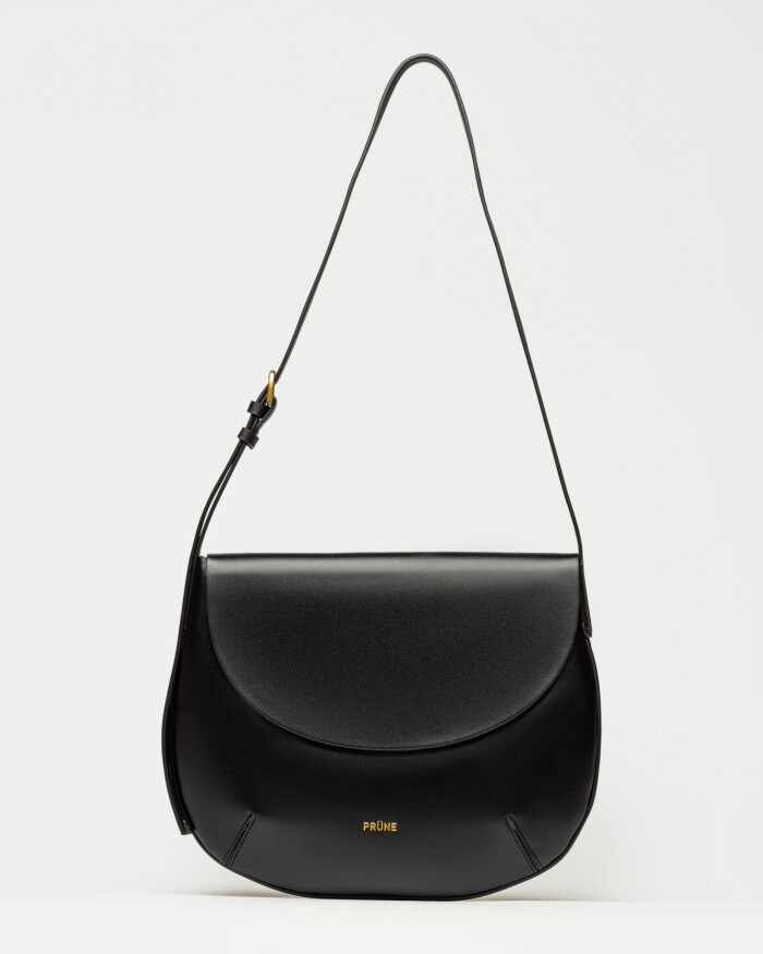 Cartera al hombro Mod en efecto cuero liso Negro