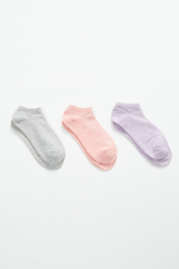 Pack x3 medias soquete rib Gris Melange