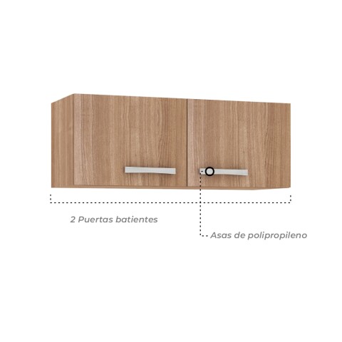 Mueble Aereo de 2 puertas s/estante interior natural 80x29x30cm Almendra