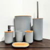 Juego de accesorios para baño 6 piezas gris bambú Juego de accesorios para baño 6 piezas gris bambú