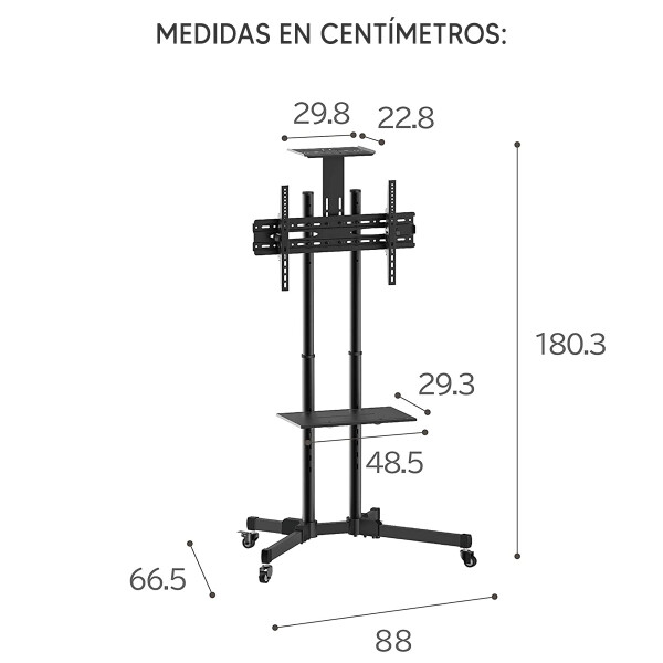 Soporte De Piso Para Tv De 32-65" Ledstar Ts-1500 SOPORTE MOVIL PISO LEDSTAR 32/65
