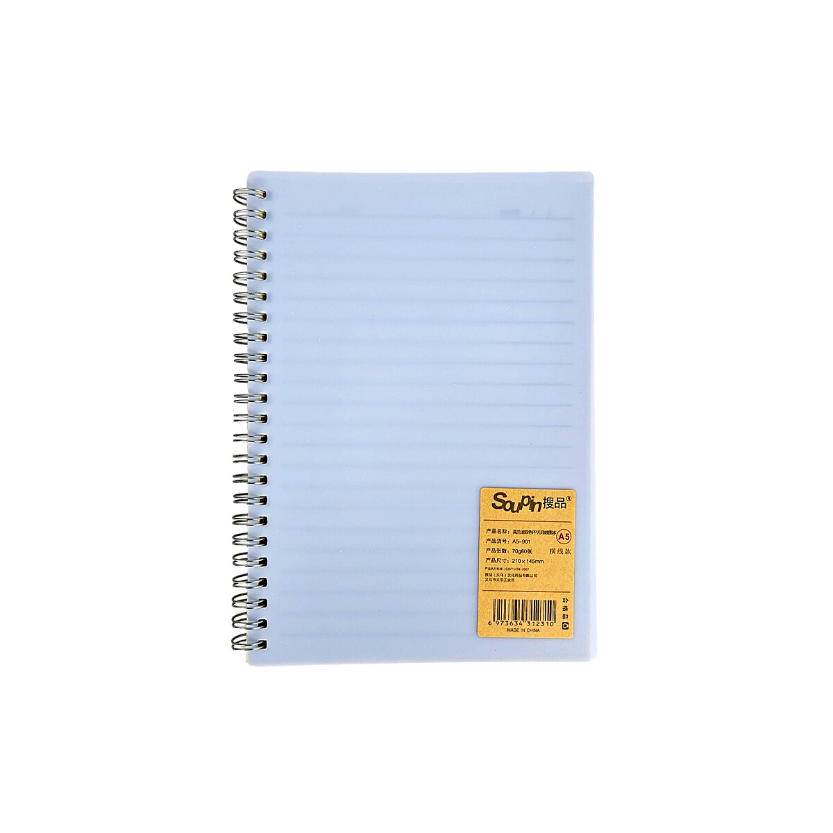 Cuaderno Tamano A5 Con Renglones De 80 Hojas Color Pastel - Celeste 