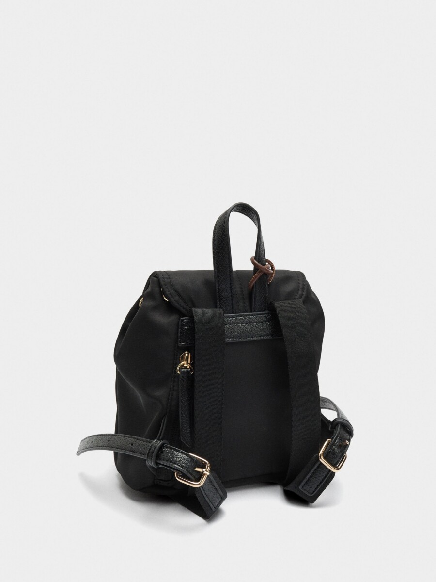 Mini Mochila De Nylon Con Colgante negro