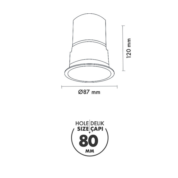 Downlight redondo VERFA IP65 blanco p/GU10 no inc. MN0036