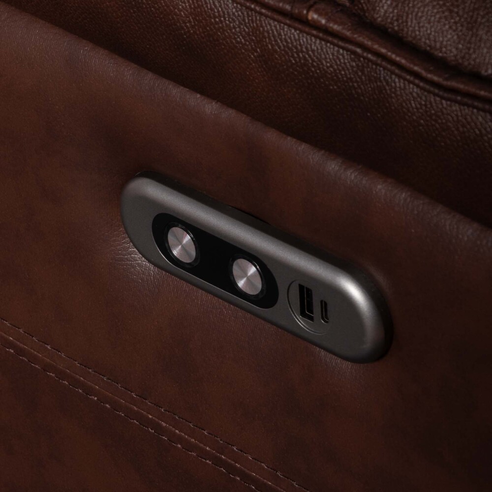 RECLINER ELÉCTRICO 1 CUERPO CUERO-Y-SIMIL-CUERO MARRON JOSHUA
