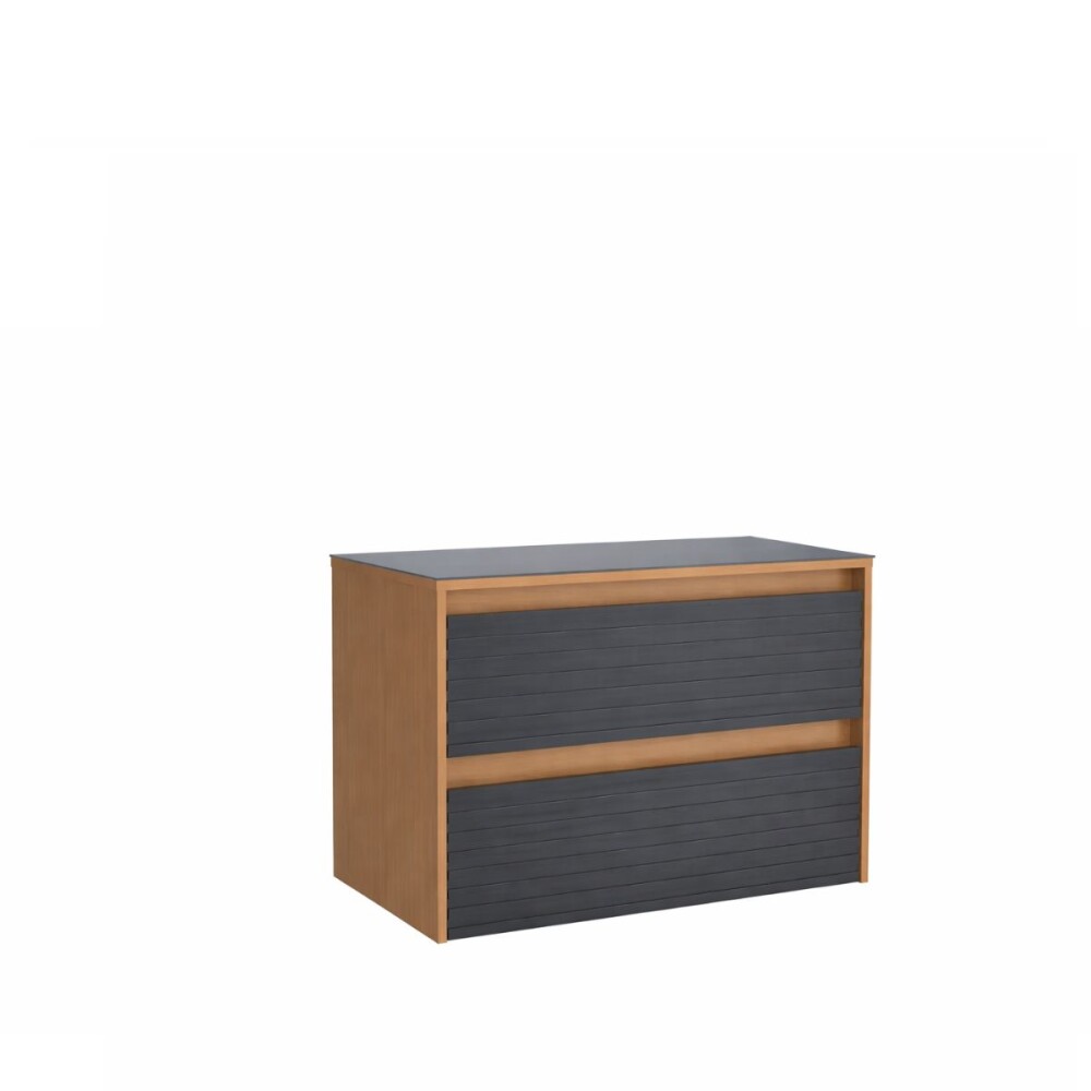 Mueble de baño suspendido Osaka Negro con tapa de vidrio sin bacha Mueble De Baño Suspendido Osaka Negro Con Tapa De Vidrio Sin Bacha