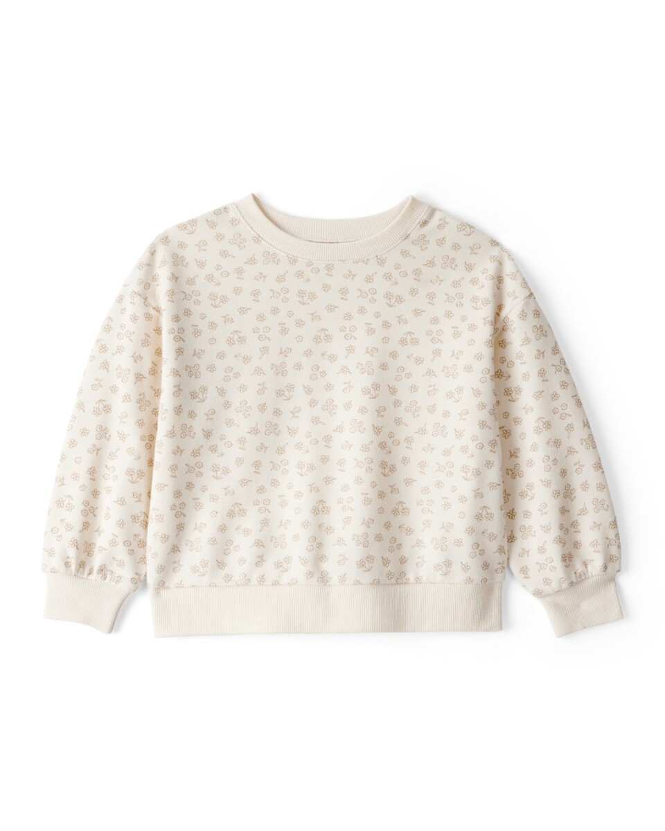 Buzo de algodón, marfil, diseño floral 