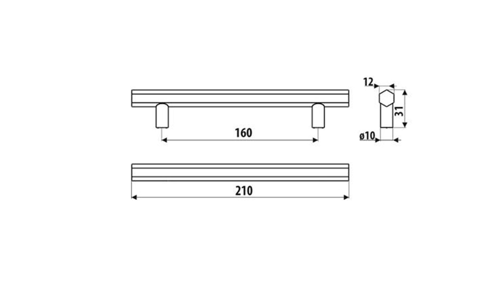 Tirador hexagonal RE33 negro 160