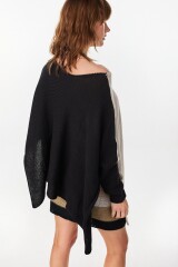 Poncho Misuna Negro/Beige