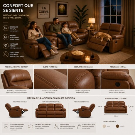 Juego de living reclinable 3+2+1 Juego de living reclinable 3+2+1