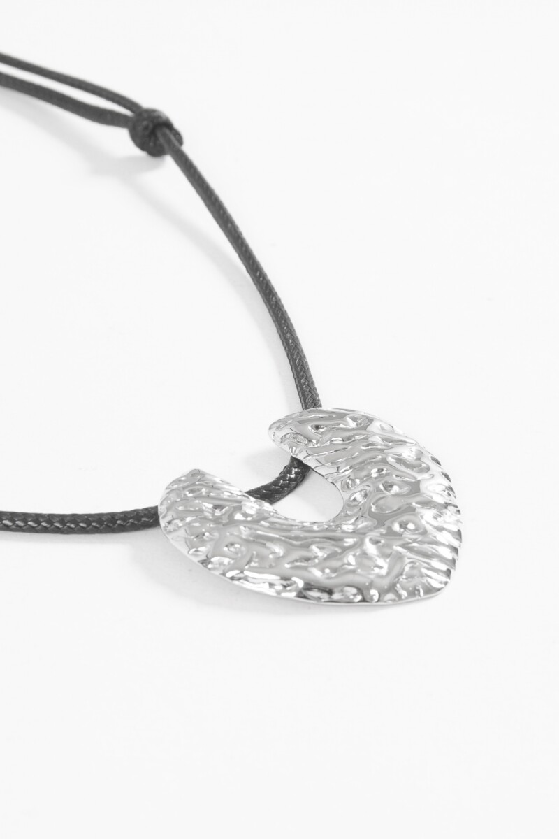 Collar acero con cordón dije textura plateado