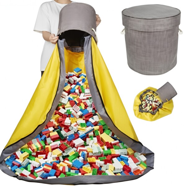 Canasto Alfombra Organizador Juguetes Plegable C/ Asa 150 cm Color Gris