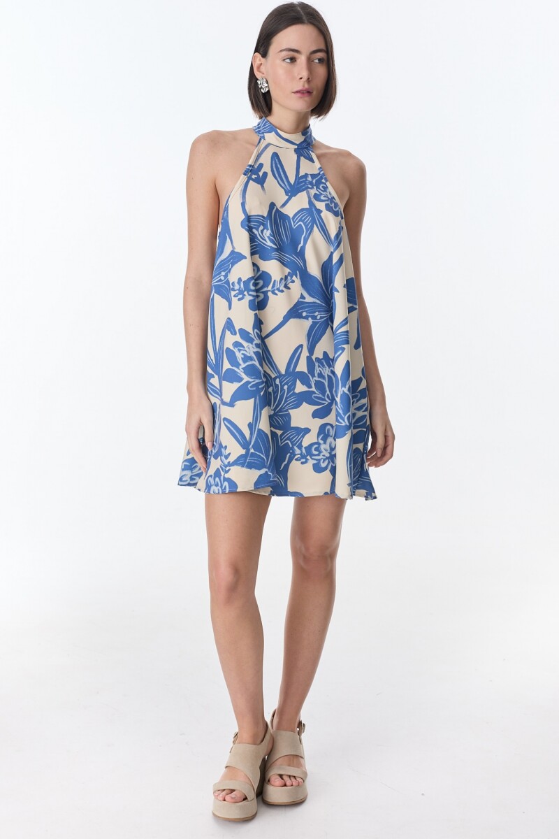 Vestido Mixture Flores Azul