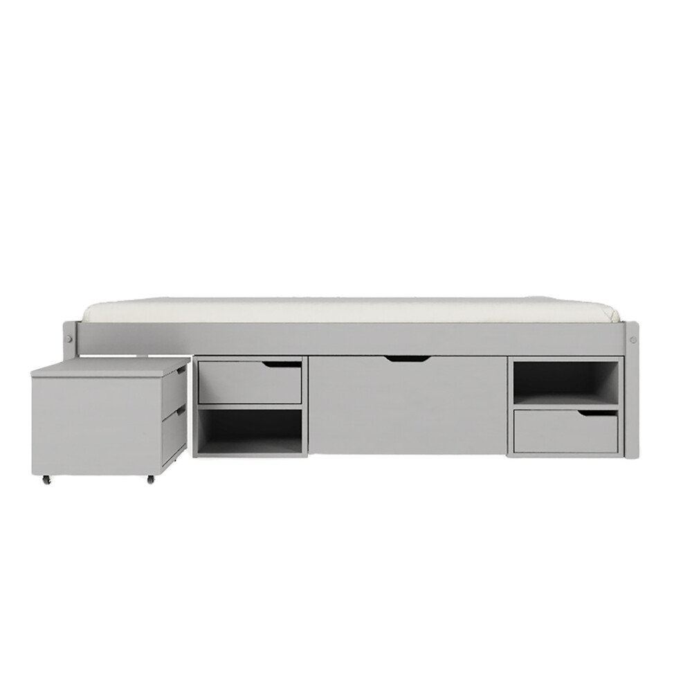 Cama Madera Maciza Con Cajones - 1 plaza - Linea charme Gris