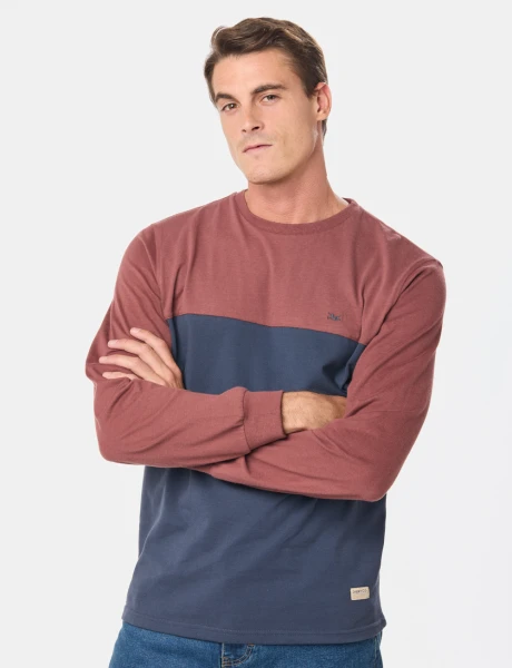 REMERA COMBINADA Bordo