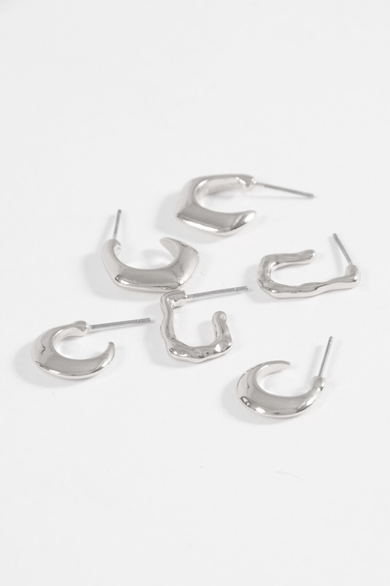 Set 3 aros texture plateado