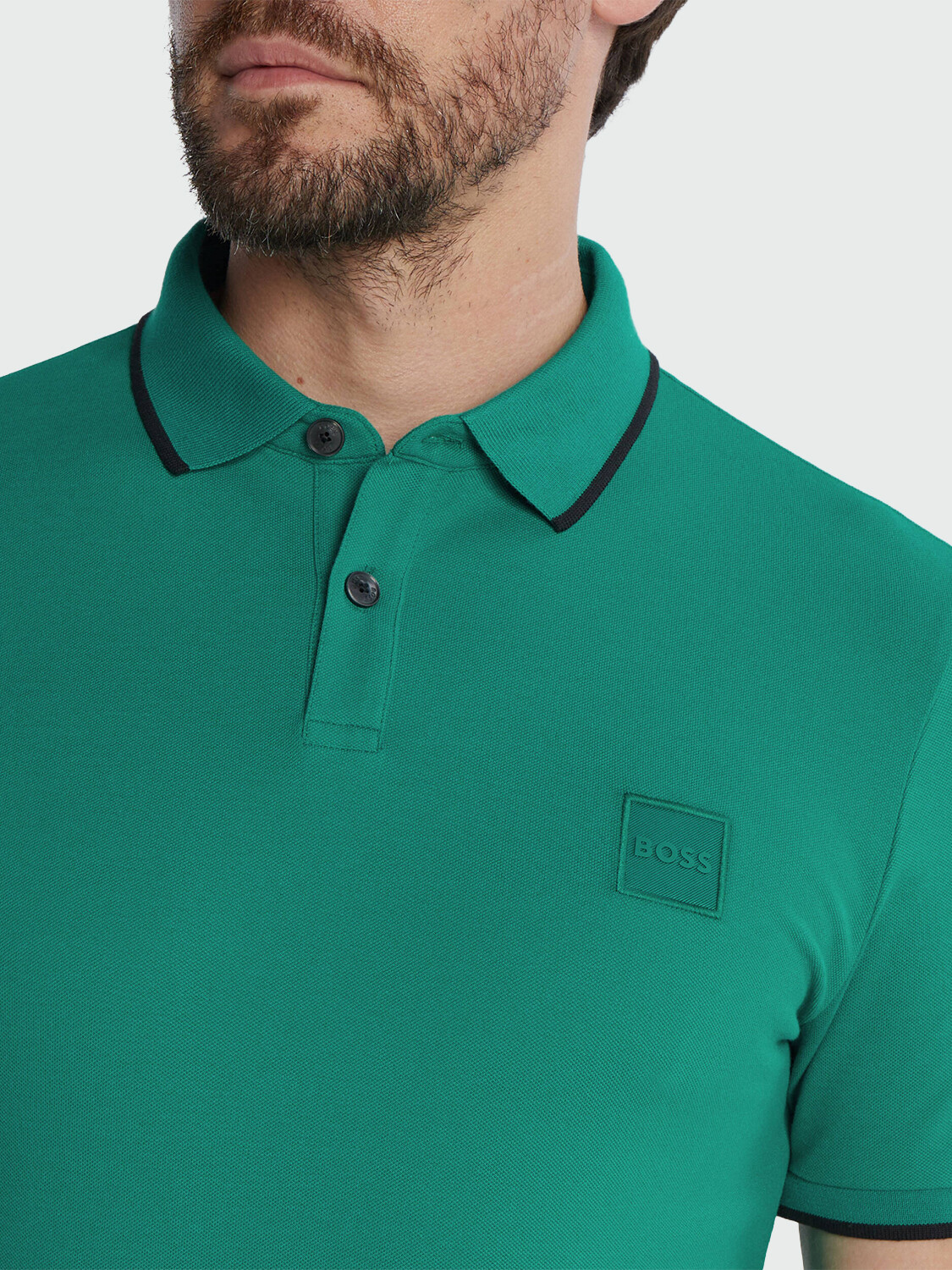 BOSS -Remera polo de algodón, slim fit , PASSERTIP Verde