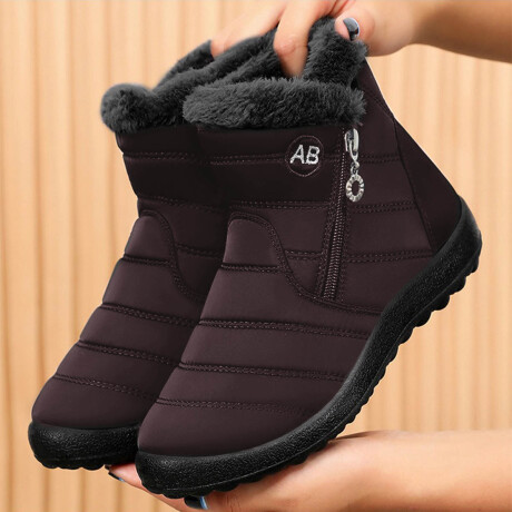 Bota De Abrigo Mujer Corderito Impermeable C/cierre Marron