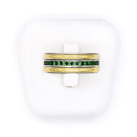 Anillo de plata 925, double en oro 18 ktes y circonias. Anillo de plata 925, double en oro 18 ktes y circonias.