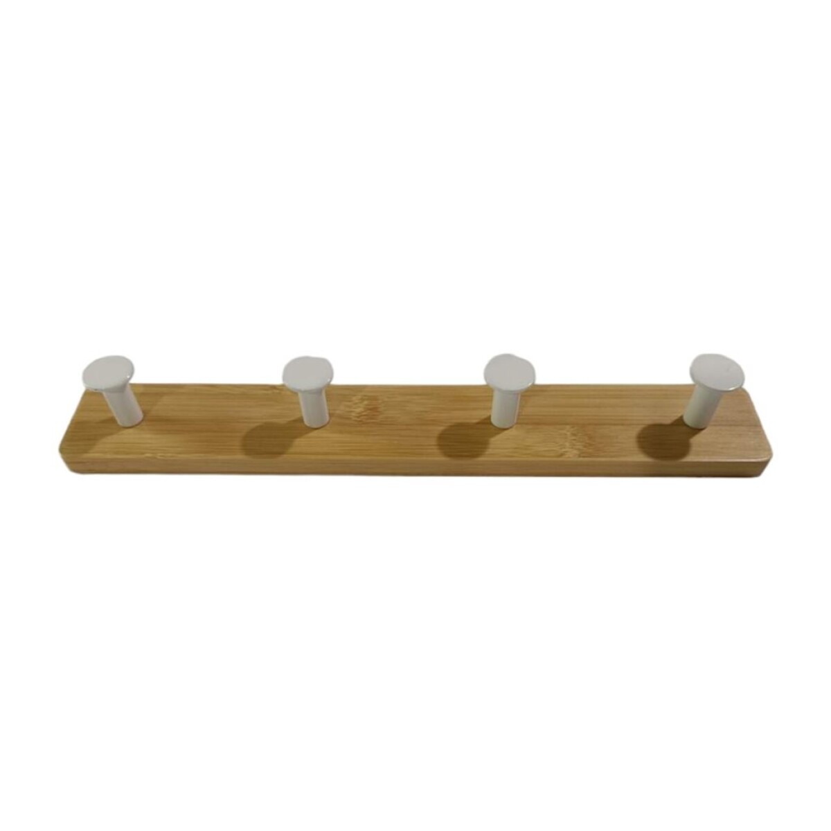 PERCHERO DE PARED 33x5CM 4 COLGADORES BAMBOO NATURAL/BCO 