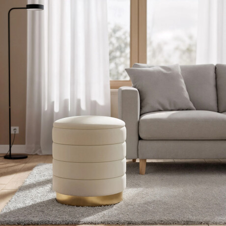 Banco baúl de tela Terciopelo - 40x40cm Blanco