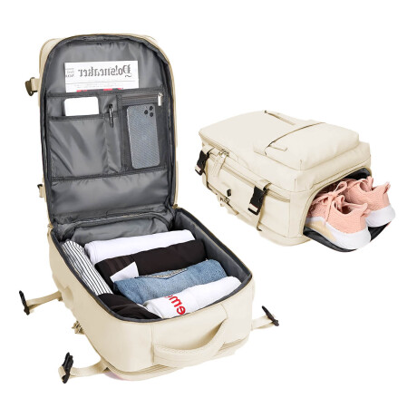 Mochila Viaje Carry On Impermeable Laptop Ejecutiva Beige
