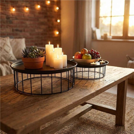 Set X2 Plato Soporte Metalico 30X9/25X9Cm Negro